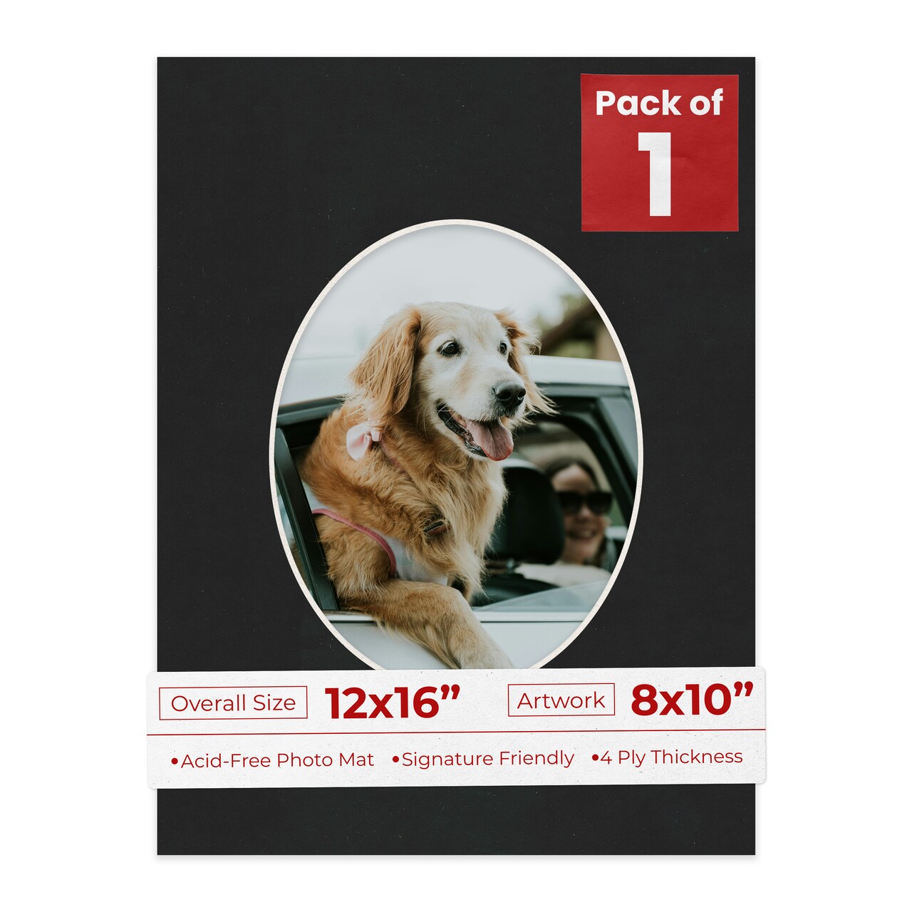 Black Suede Mat Board for 12x16 Frames - Oval Opening for 8x10 Photos
